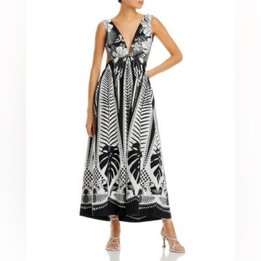 Farm Rio Black Macaw Elegant Maxi Dress